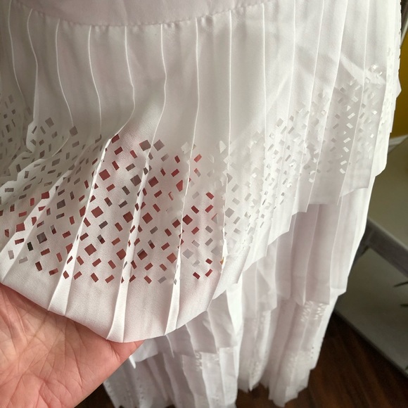 Tiered Lasercut Ruffle White Dress| - Picture 5 of 11